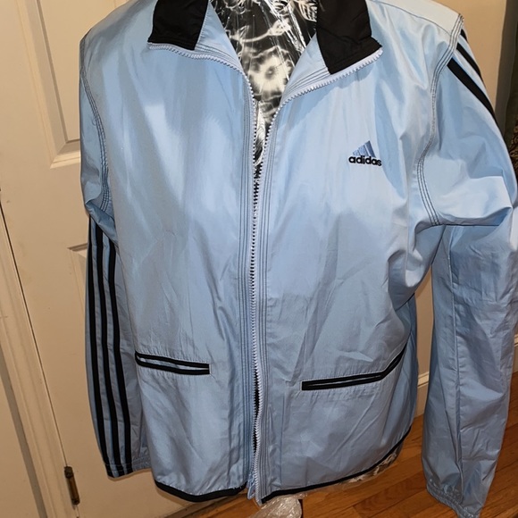 Adidias size Large blue windbreaker zip front  W/ back vent & pockets - Picture 2 of 8